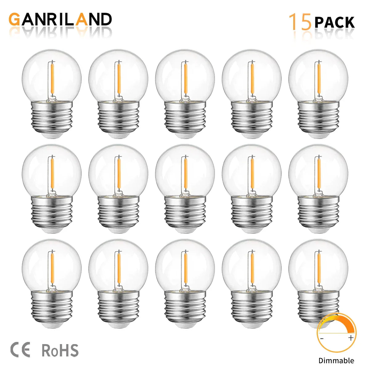 DecorBites™ G40 E27 1W Warm White Led String Light Bulbs - Set of 15