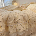 DecorBites™ Korean Princess Style Floral Lace Ruffles Bedding Set with Pillowcase