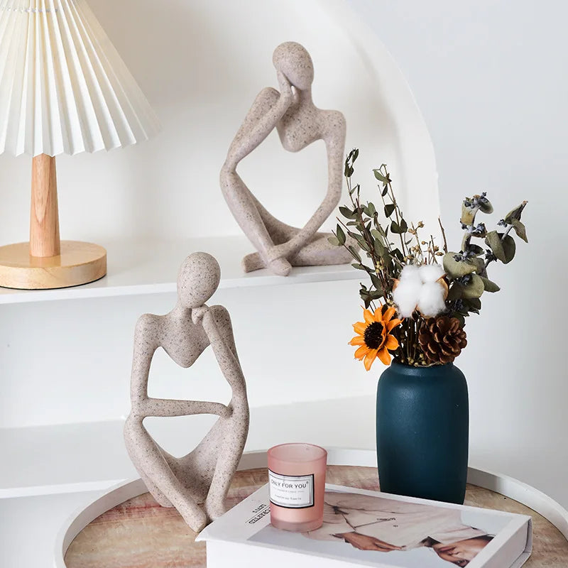 DecorBites™ Abstract Thinker Woman Figurine Resin Sculpture Modern Art Decor Craft Ornament
