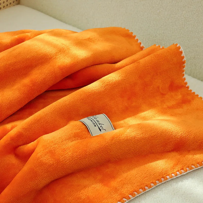 DecorBites™ Double-Layer Warm Blanket: Flannel & Lamb Wool Sofa Blanket