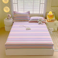DecorBites™ Cotton Striped Fitted Bed Sheet for Queen Double Mattress Cover
