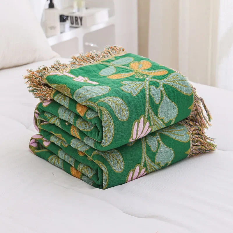 DecorBites™ Cotton Tassel Sofa Blanket - All-Season Multifunctional Leisure Blanket