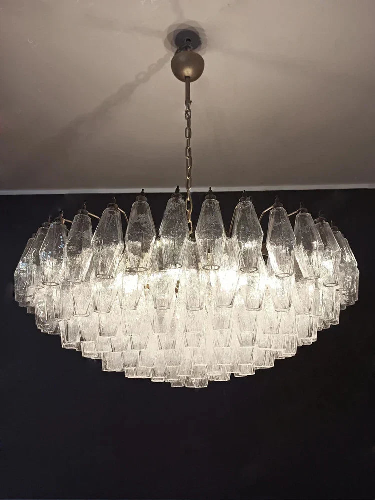 DecorBites™ Gray Glass Chandelier | Luxury Purple Light Fixture
