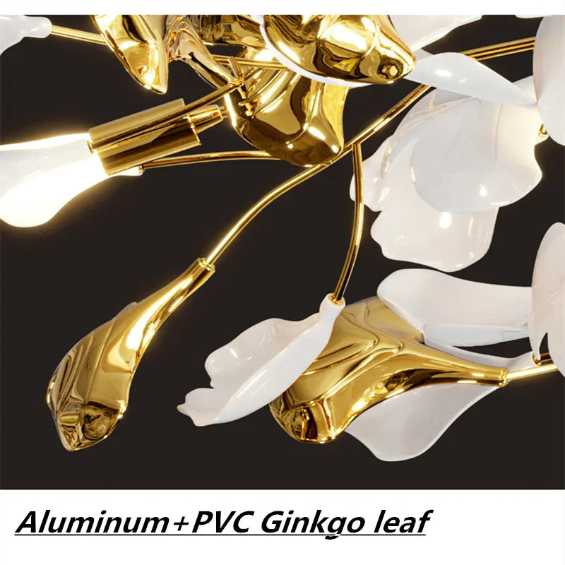 DecorBites™ Ginkgo Leaf Acrylic Metal LED Ceiling Chandelier for Home Living Room