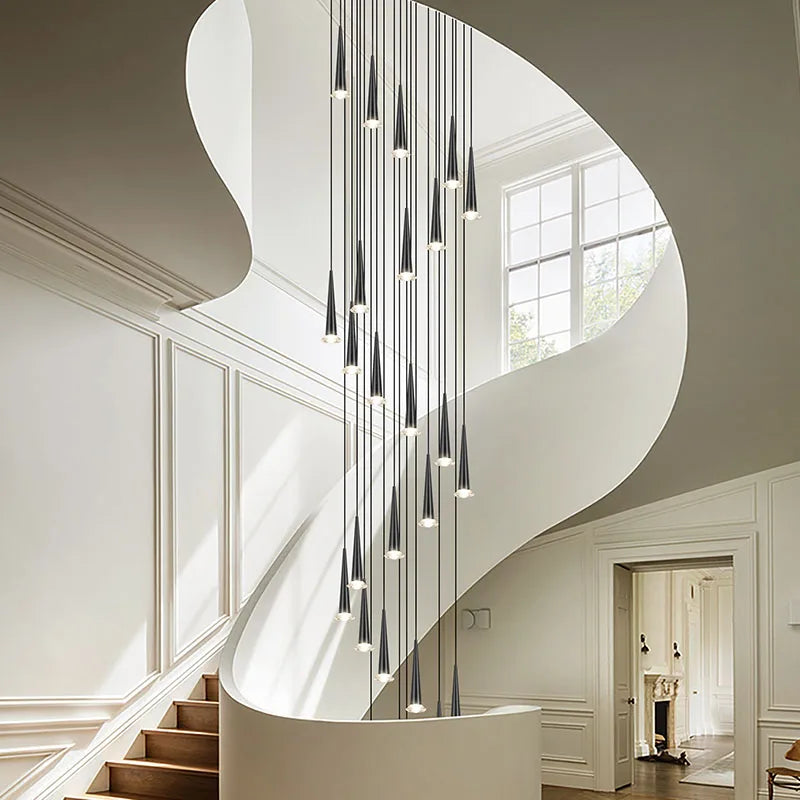 DecorBites™ Crystal LED Stair Chandelier: Luxury Long Stair Lighting Fixture with Creative Island Design