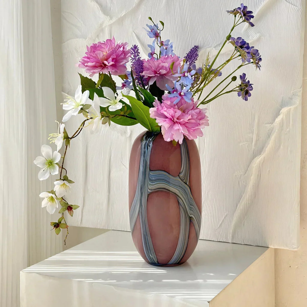 DecorBites™ Irregular Geometric Graffiti Glass Vase for Floral Arrangement and Home Decoration