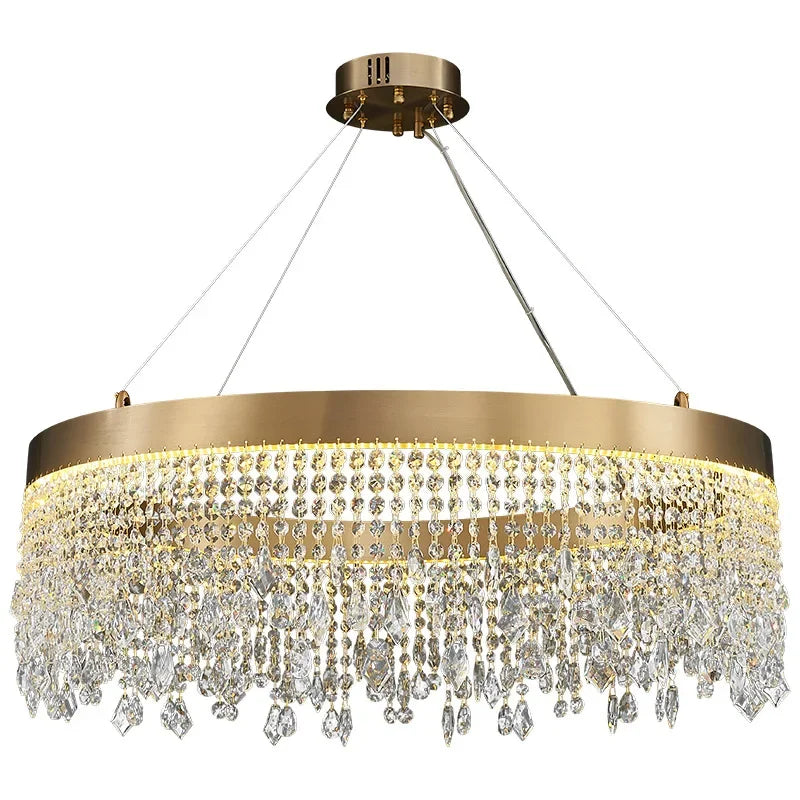 Modern gold crystal chandelier – living room pendant light