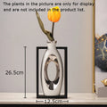 DecorBites™ Elegant Square Ceramic Vase with Artificial Flowers for Desk Decoration