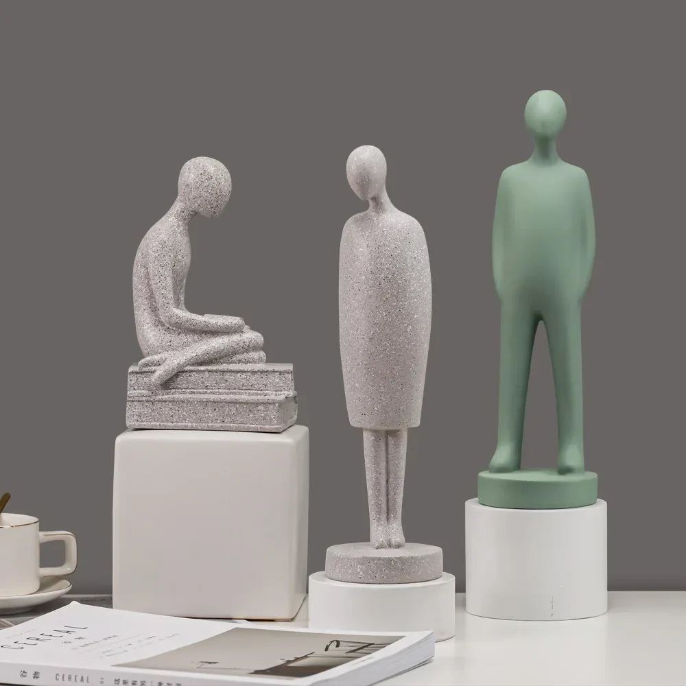 DecorBites™ Abstract People Resin Statue Set for Modern Home Decor