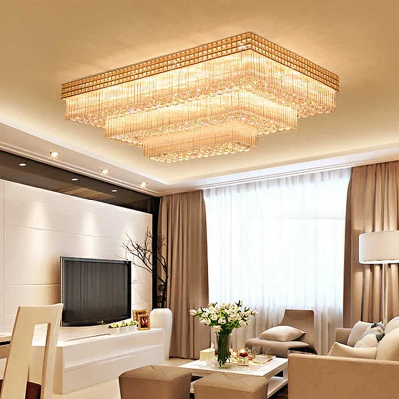 DecorBites™ Crystal LED Chandelier: Light Luxury Ceiling Lamps for Living Room, Bedroom, Kitchen, Hotel