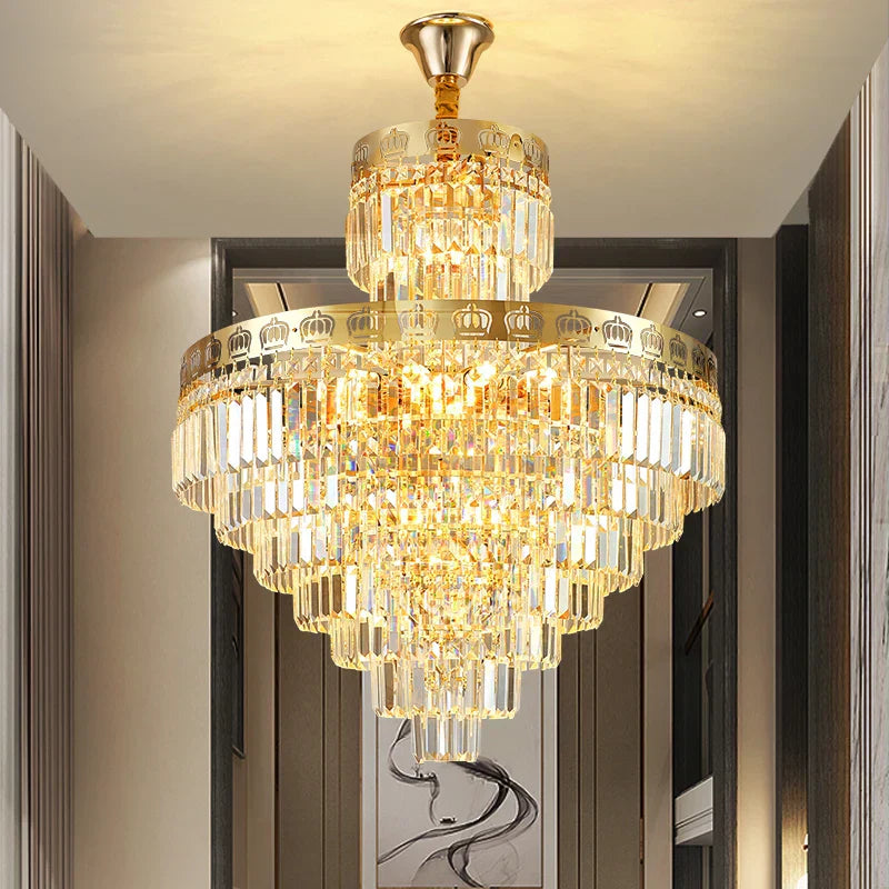 DecorBites™ Crystal Duplex Chandelier for Luxury Hollow Living Room Décor