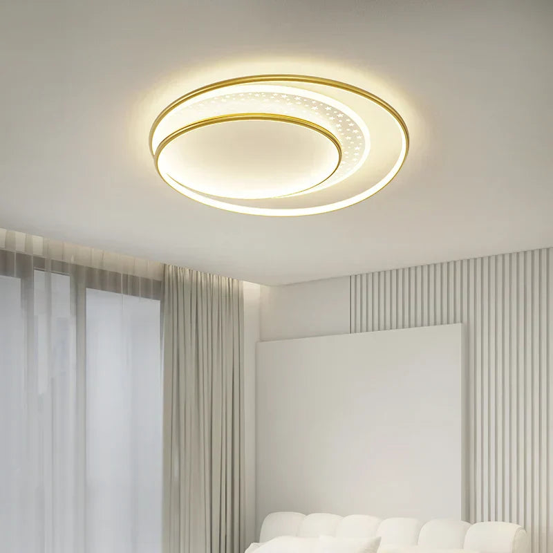 DecorBites™ Gold Gray LED Chandelier: Creativity Combo Round Star Lamps