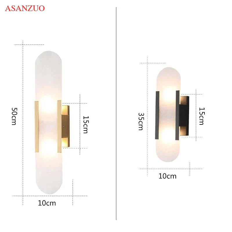 DecorBites™ Jade Stone Wall Sconce Light Fixtures for Bedroom Living Room Hotel Decor