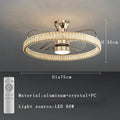DecorBites™ Crystal LED Fan Light: 50W Remote Reversible Blade, Quiet, Timed, Invisible Design