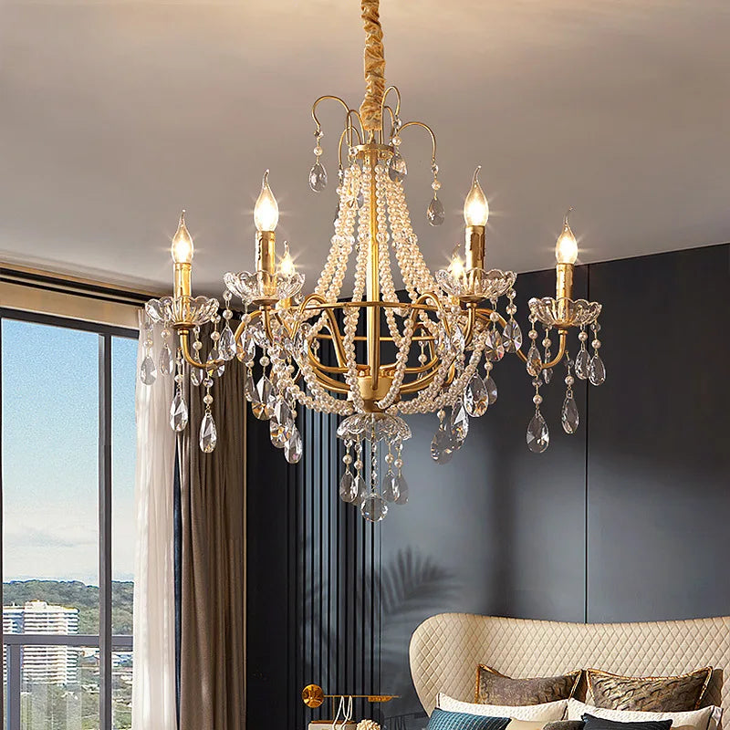 DecorBites™ French Pearl Chandelier, Elegant Retro Design for Luxurious Living Spaces