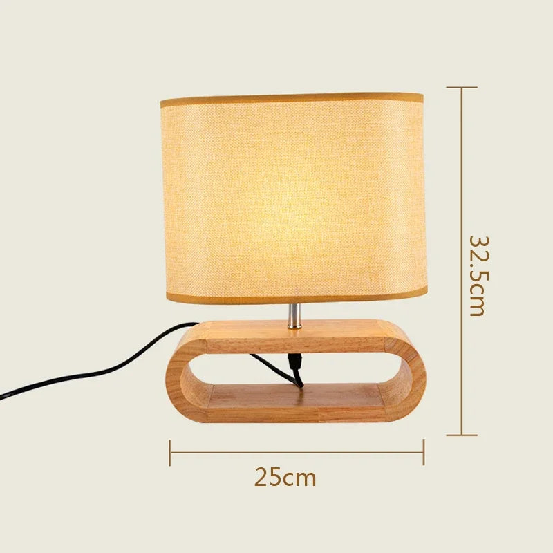 DecorBites™ Creative Nordic Wooden Table Lamp with LED Light and Linen Lampshade