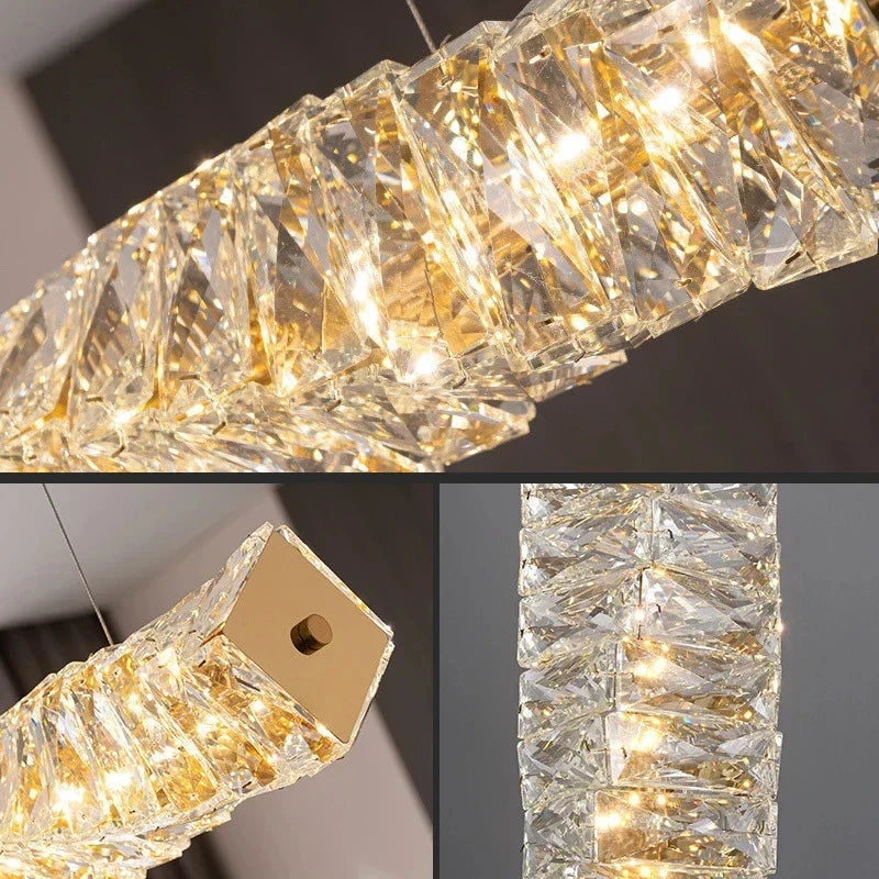 DecorBites™ Crystal Dining Table Pendant Lamp: Elegant Led Decoration for Kitchen Island, Restaurant, Living Room