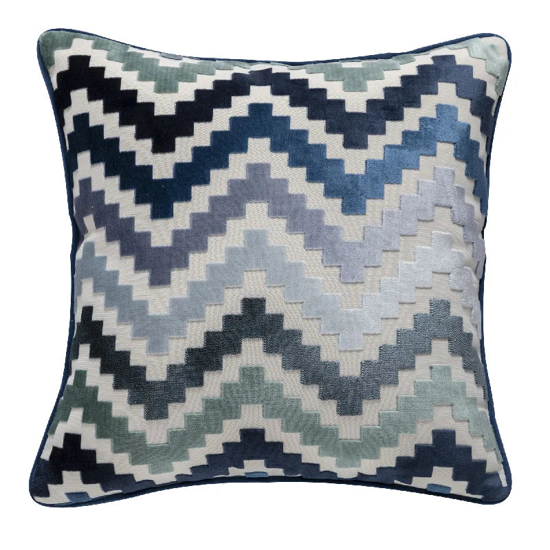 DecorBites™ Geometric Chenille Flocking Cushion Cover: Grey-Beige Home Decor Pillow Case