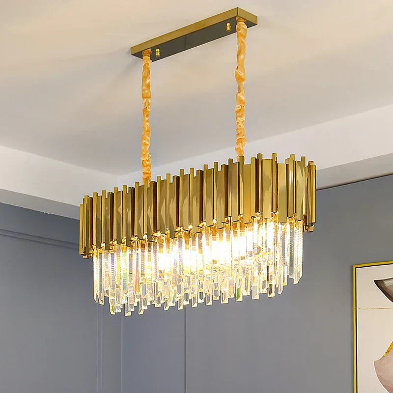 DecorBites™ Crystal Oval Ceiling Chandelier LED Lights Bedroom Living Room Lighting