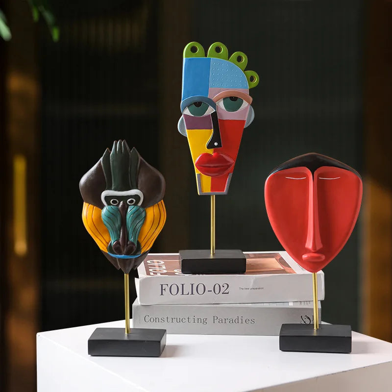 DecorBites™ African Abstract Face Monkey Sculpture for Modern Home Decor