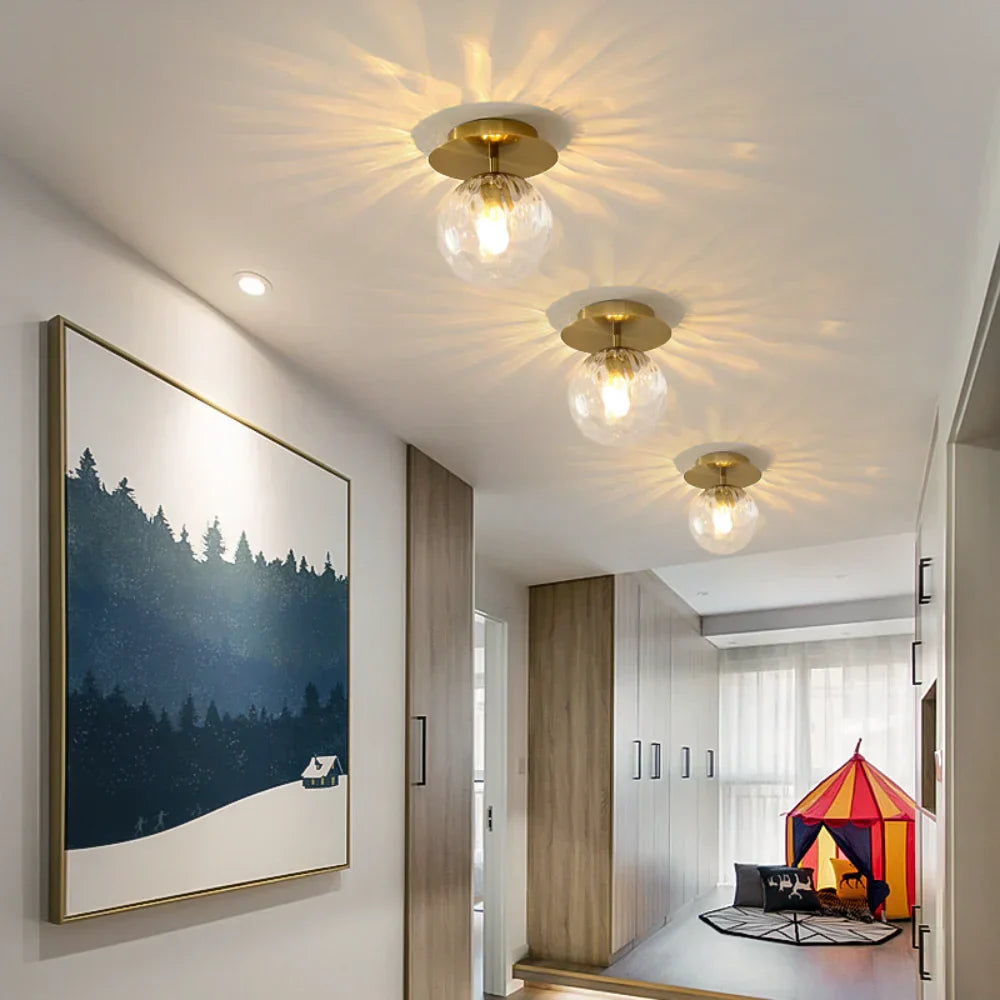 DecorBites™ Gold Ball Glass Ceiling Lamp: Modern Nordic Living Room Lights for Loft Decor