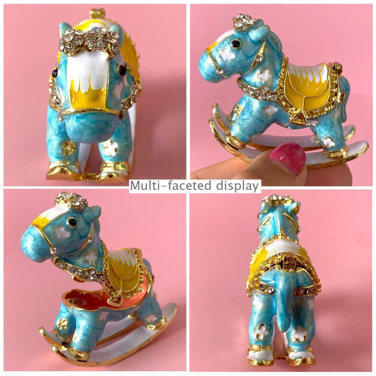 DecorBites™ Crystal Animal Figurines Trinket Box Hand Painted Ring Holder Dresser Decor Wedding Gift