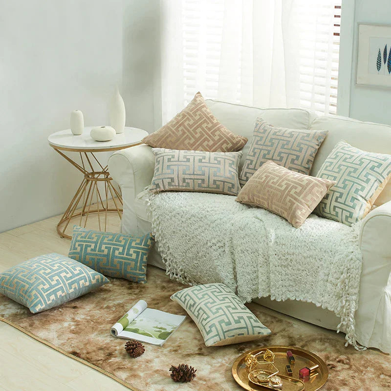 DecorBites™ Geometric Chenille Throw Pillowcase: Hidden Zipper Cushion Cover for Home Decor