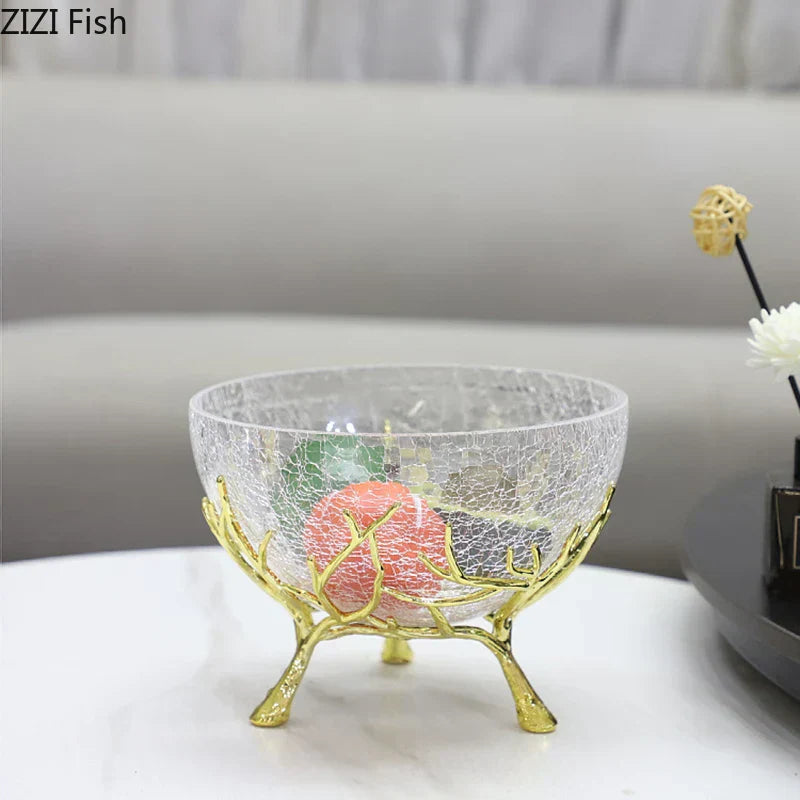 DecorBites™ Golden Branches Glass Bowl Set for Home Kitchen Desserts and Snacks