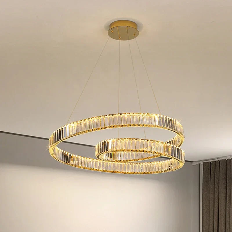DecorBites™ Crystal LED Pendant Lights: Modern Luxury Chandelier for Living and Dining Rooms