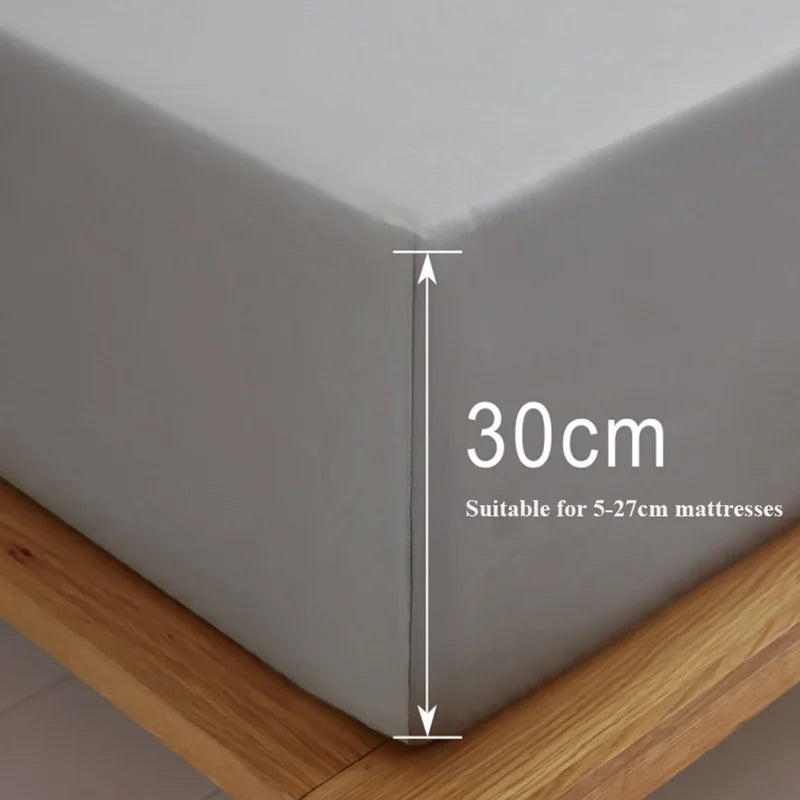 DecorBites™ Cotton Fitted Sheet Set Cozy Bedsheet Pillowcases King Twin Queen Full Size