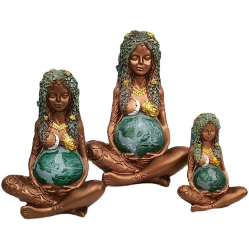 DecorBites™ Gaia Mother Earth Lotus Yoga Pose Resin Figurine Decor for Home Nature Sculpture