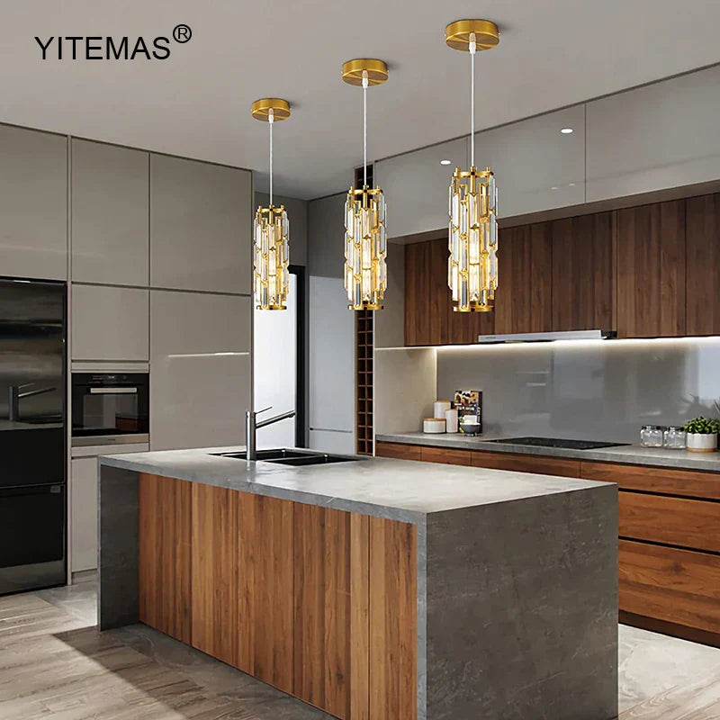 DecorBites™ Crystal Mini Pendant Chandelier Gold/Black for Kitchen Dining Bedroom – Elegant Lighting Solution