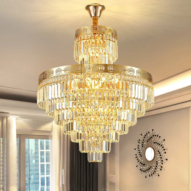 DecorBites™ Crystal Duplex Chandelier for Luxury Hollow Living Room Décor