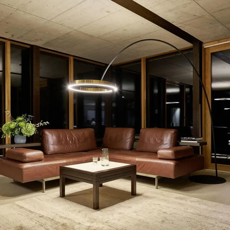 DecorBites™ Circular Luminescence LED Floor Lamp for Elegant Living Spaces