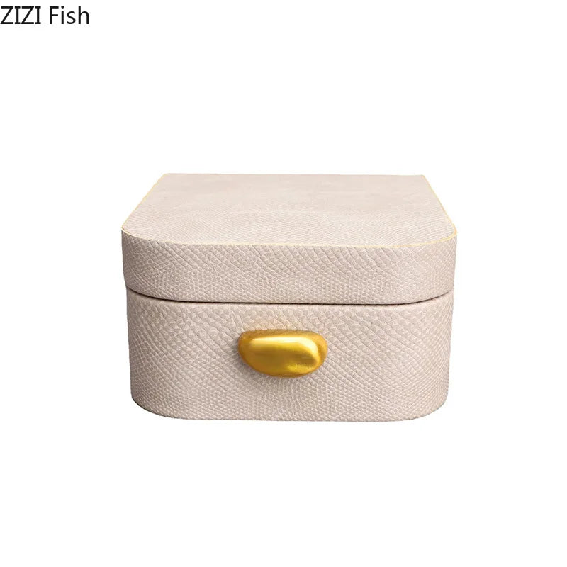 DecorBites™ Leather Jewelry Box: Stylish Dresser Table Decor & Storage Jar