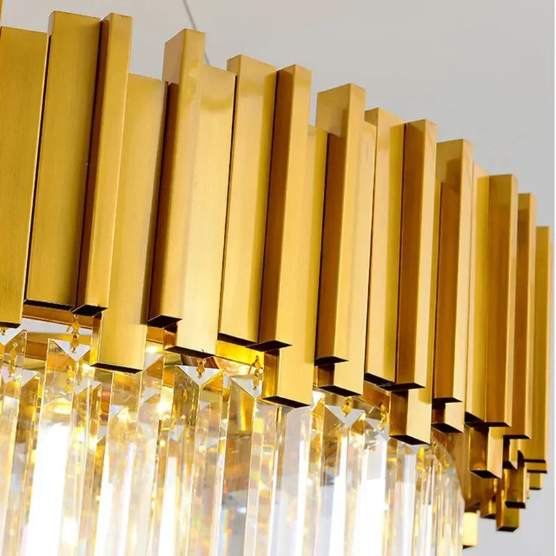 DecorBites™ Crystal LED Chandelier: Postmodern Golden Art Deco Luxury for Dinning Room