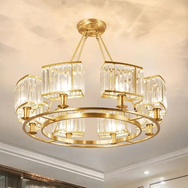 DecorBites™ Copper Crystal Chandelier: Modern LED Ceiling Light for Home Deco & Ambiance, Living, Dining, Bedroom