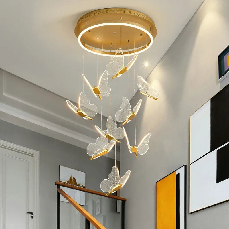 Modern gold butterfly led chandelier living room pendant light