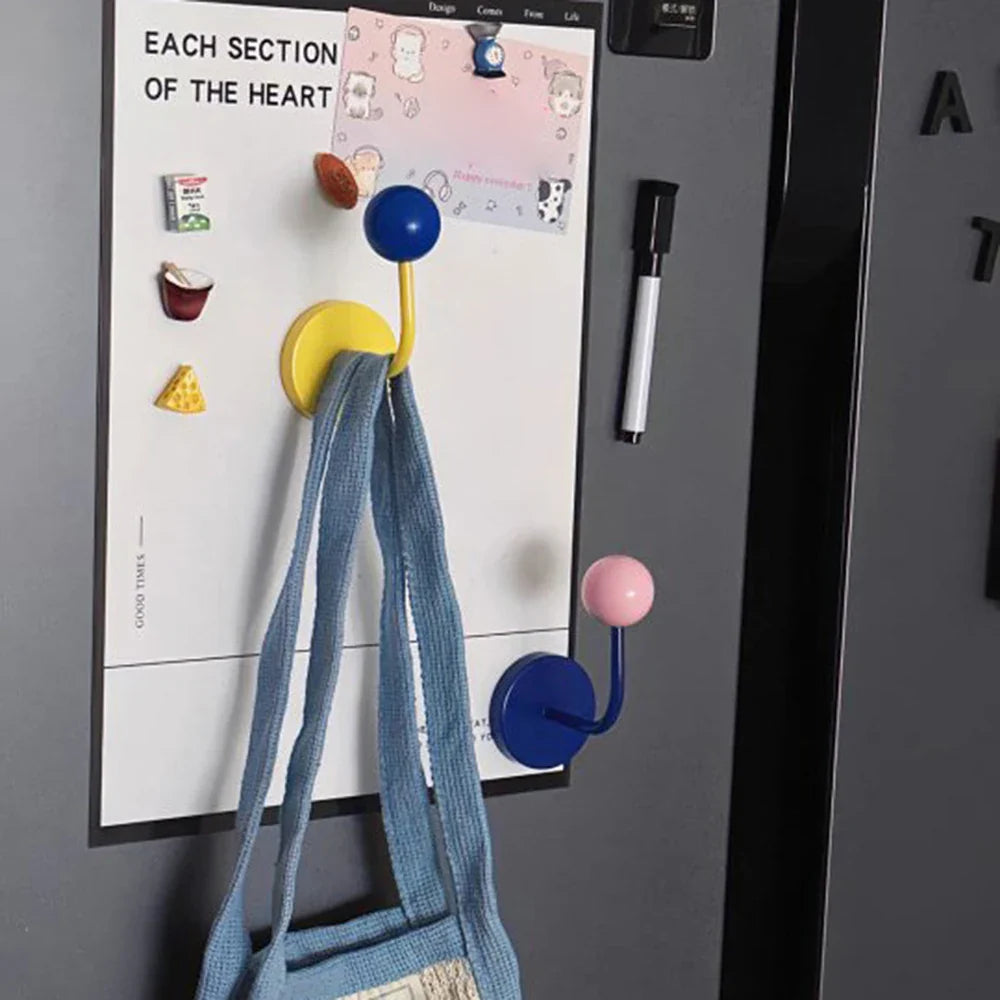 1PC Color Creative Magnetic Hook No Punch Magnetic Hook Kitchen Bathroom Door Refrigerator Strong Traceless Decoration