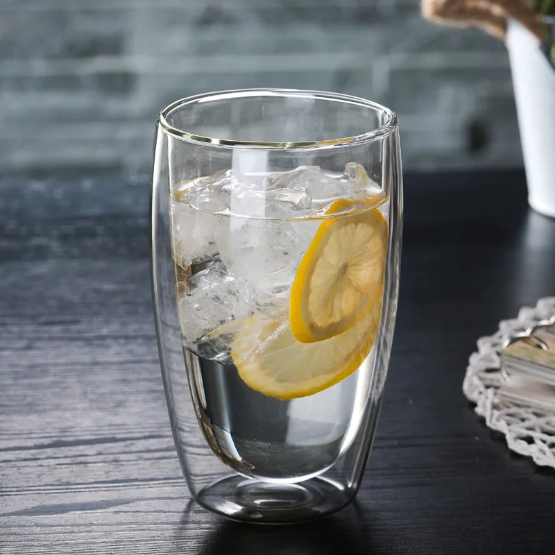 DecorBites™ Double Wall Glass Cup for Coffee Milk Juice Tea - High-resistance Drinkware
