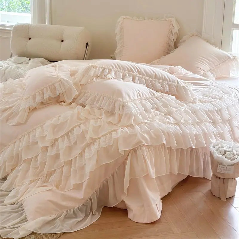 DecorBites™ French Princess Bedding Set with Ruffles and Lace