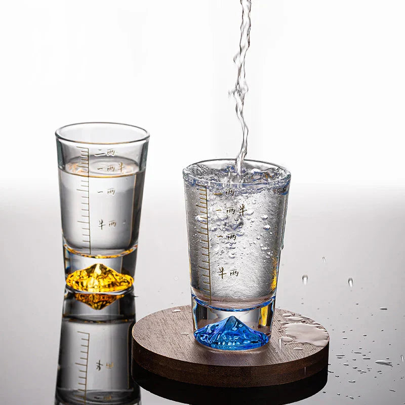 DecorBites™ Clear Glass Liquor Cup Set 2oz Chinese Spirit Drinking Glasses with Graduated Line