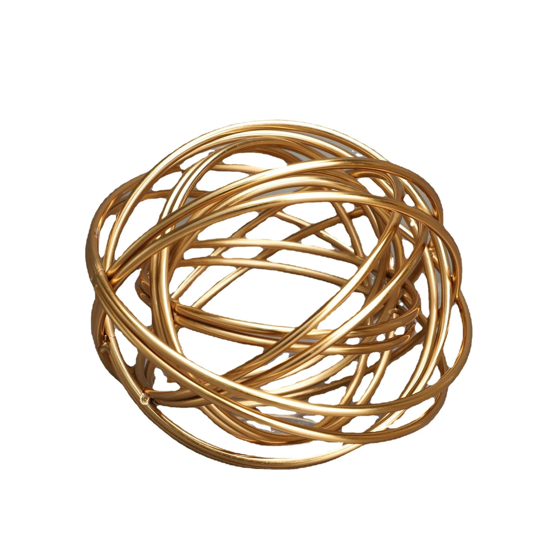 DecorBites™ Geometric Golden Thread Metal Balls Decorative Figurines