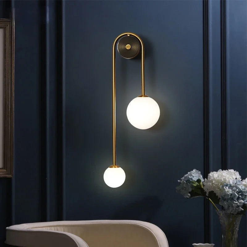 DecorBites™ Glass Ball LED Wall Lamp: Modern Round Gold Iron Light for Bedroom, Living Room