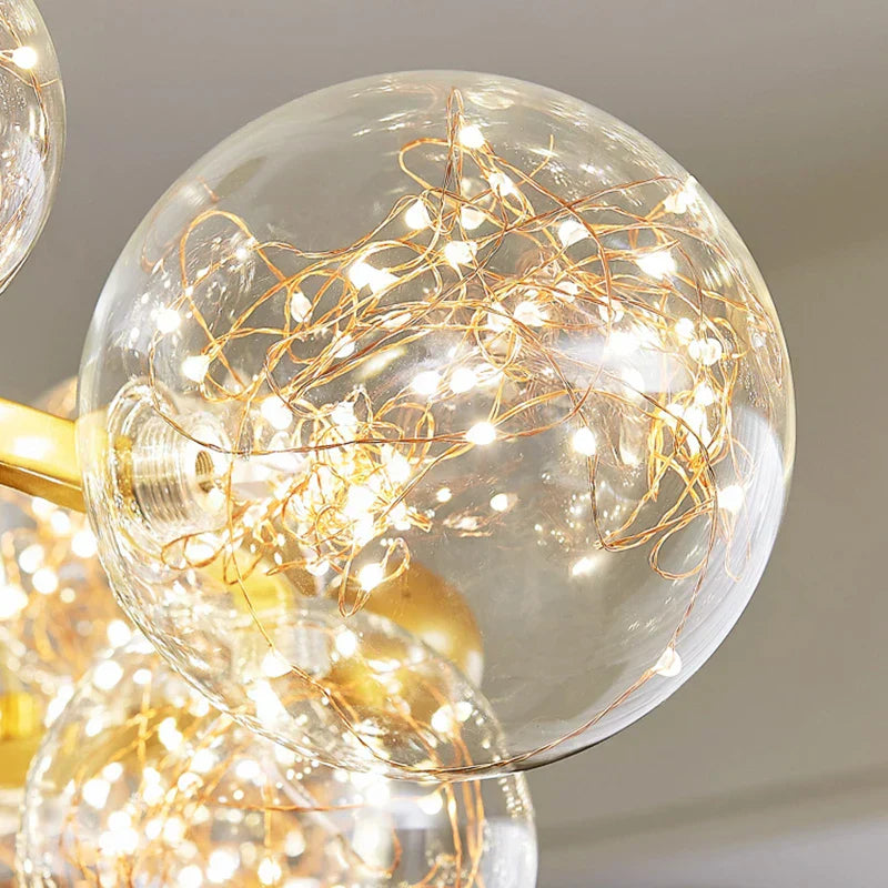 DecorBites™ Glass Ball LED Ceiling Chandelier for Home Dining Living Bedroom