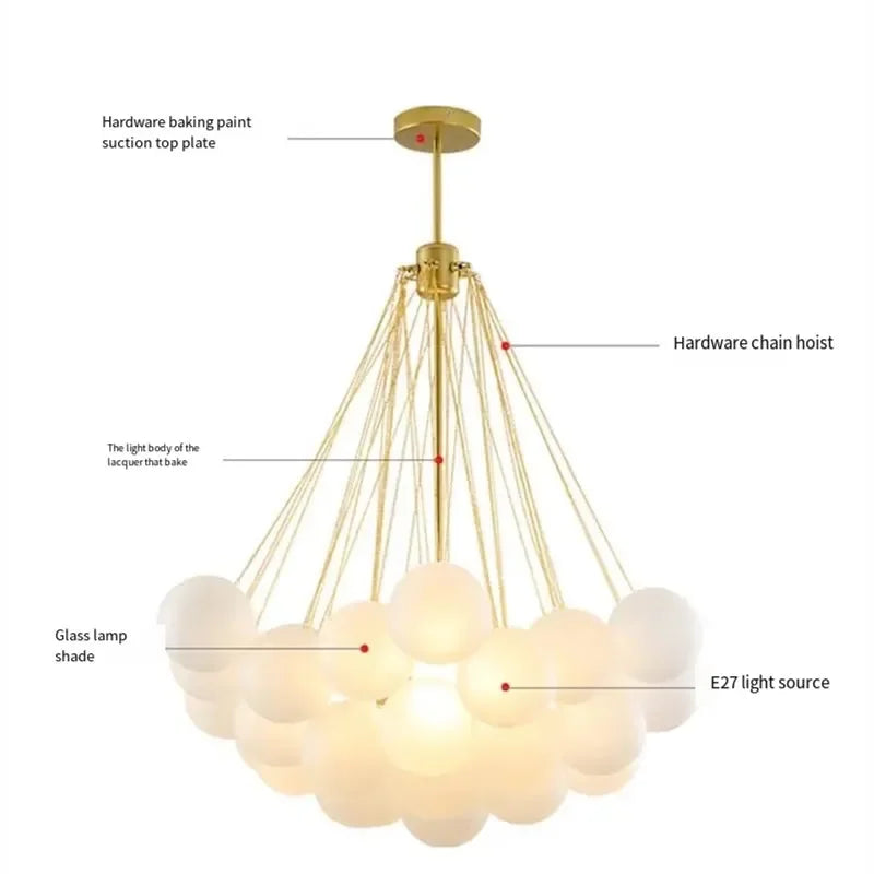 DecorBites™ Glass Ball LED Chandelier Pendant - Modern Hanging Light Fixture for Dining Room