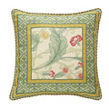 DecorBites™ French Linen Flax Lumbar Pillow Cover Flower Birds Print, Fairy Green