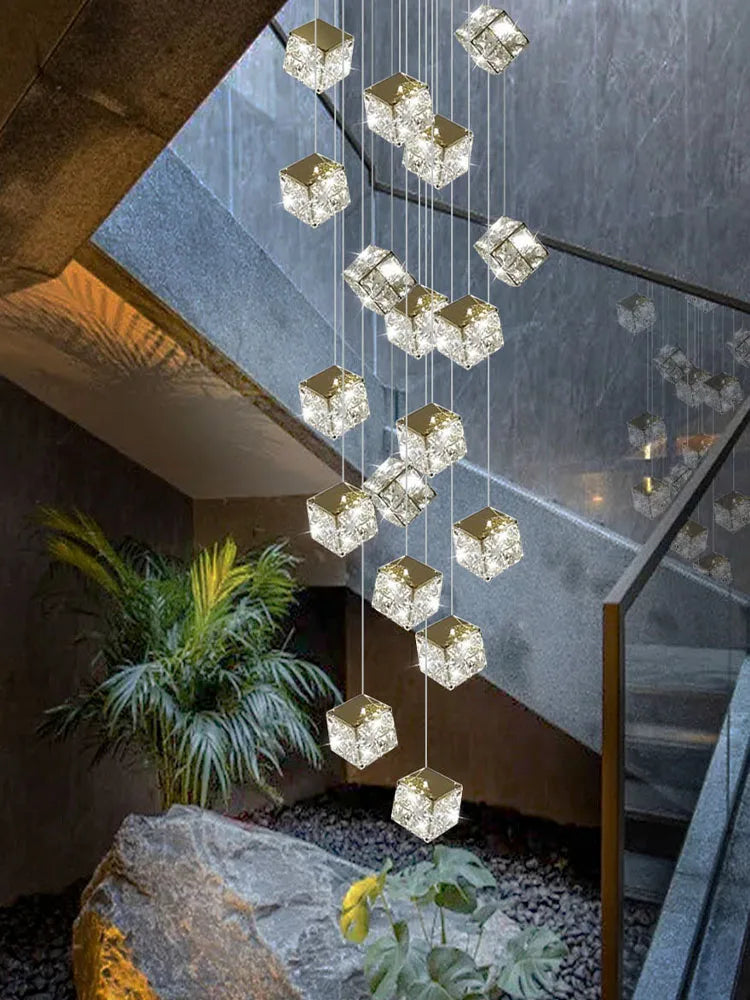DecorBites™ Crystal Modern Chandelier for Living Room Luxury Loft LED Lighting Staircase Chandelier
