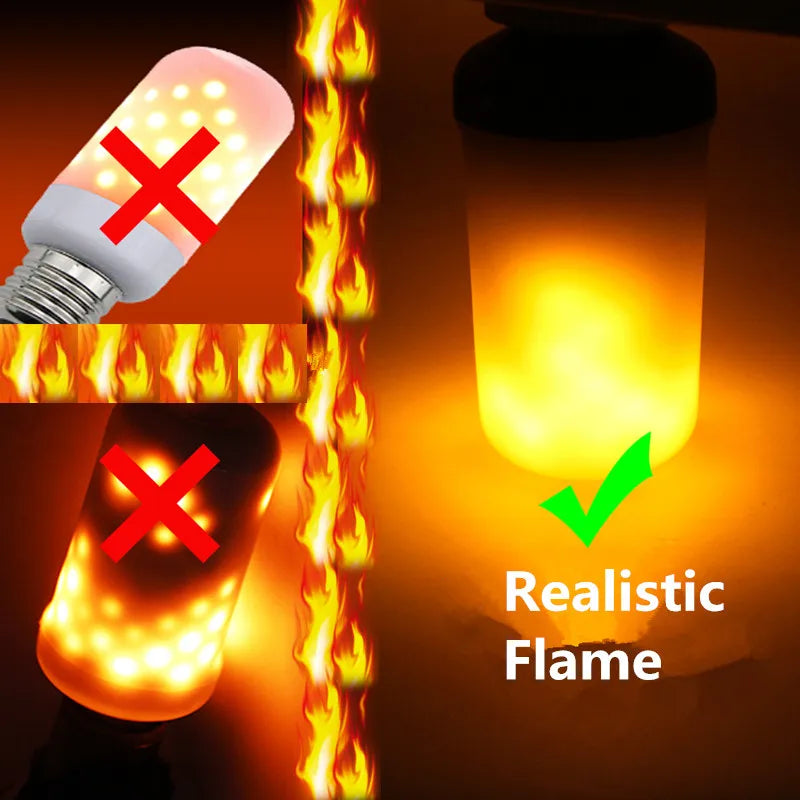 DecorBites™ LED Flame Light Bulb 4 Modes Party Flame Effect Light for KTV Festival Garden Decor