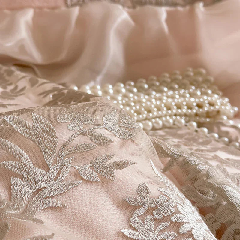 DecorBites™ French Lace Ruffles Princess Bedding Set with Warm Milk Velvet Duvet Cover